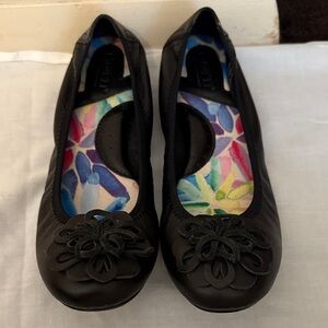 Born Black Flats with Floral Accent